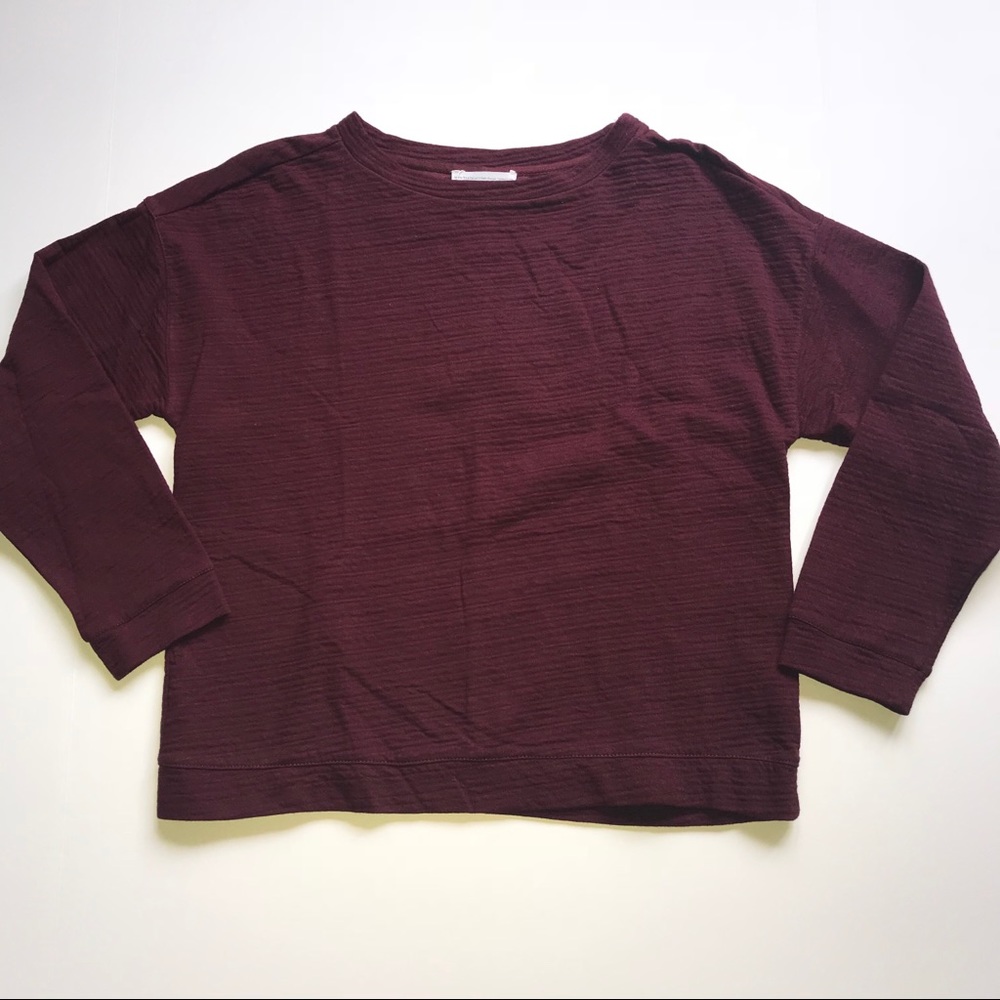 Zara drop shoulder burgundy long sleeve tee